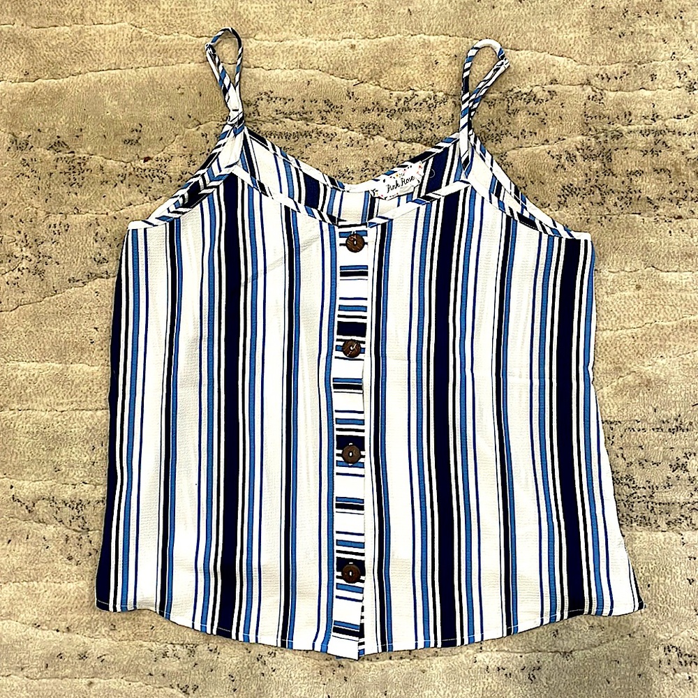 Pink Rose button up striped tank size M